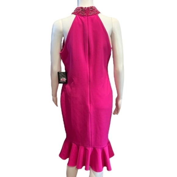 Marina Beaded Collar Midi Womens Dress Size 6 Color Fuchsia NWT - Picture 3 of 8